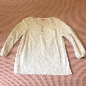 Lilly Pulitzer white paisley blouse 3/4 sleeves